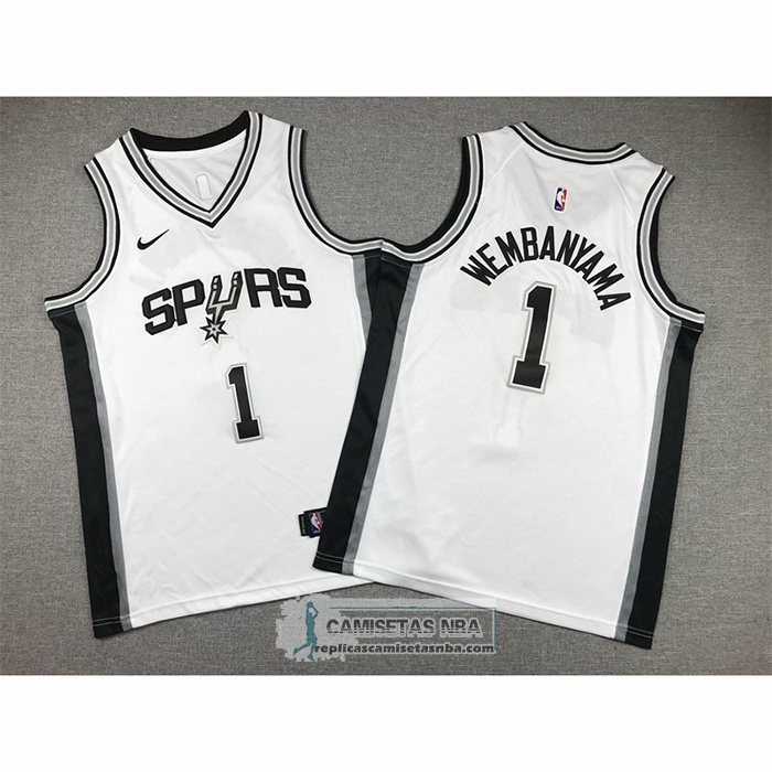 Camiseta Nino San Antonio Spurs Victor Wembanyama NO 1 Association 2022-23 Blanco